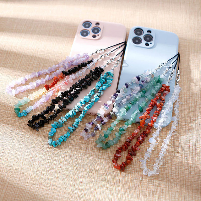 European American DIY Beaded Stone Gemstone Crushed Crystal Phone Lanyard Natural Crystal Wrist Special Bag Parts Accessories