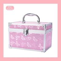 Argent Rétro Chic Maquillage Sac Grand Espace Multi-Couches Maquillage Boîte Voyage Cosmétiques Organisateur avec Mot de Passe Serrure Femmes 25x20x20cm