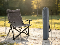 Chaise de camping pliable portable avec cadre en fer et toile, chaise basse d'extérieur pour feu de camp avec sac de transport pour la pêche, le jardin, la pelouse et la plage