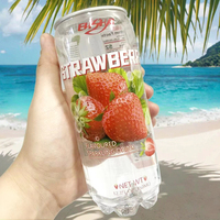 Jus Elisha 350 ml, saveur fraise fruitée, halal, filtré, emballé en boîte, durée de conservation de 12 mois, stockage au frais, fabriqué en Chine