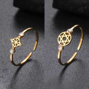 Bague ajustable Myshape Vintage Minimalisme Nœud de Sorcière Zircon Géométrie Sacrée en Acier Inoxydable pour Mariage Fiançailles Anniversaire - Product Image 2