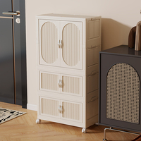 Armoire de rangement pliable moderne à double porte en plastique pour la maison, idéale pour vêtements et jouets de chambre à coucher