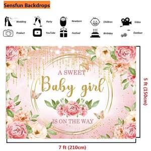 Tapisserie rose Floral photographie fond bannière paillettes or décorations Blush fleurs pour pousses douces - Product Image 4