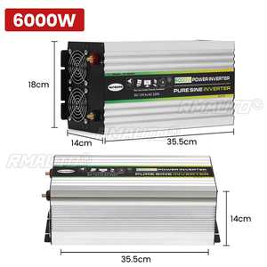Convertidor de 12V a 220V de 5000W/6000W, Inversor de Corriente de Onda Sinusoidal Pura, Pantalla Digital LCD Dual, 2 Tomas de Corriente, Múltiples Funciones de Protección - Product Image 2