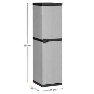 Armario alto de resina de 1 puerta, gris, 34x38.5x165 cm, unidad multiusos con 4 estantes ajustables y patas - Product Image 2