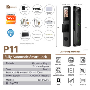 Serratura Intelligente per Appartamenti in Legno e Acciaio, Riconoscimento Facciale, Grande Capacità Utenti, Costruzione in Lega di Alluminio, Impermeabile IP65, Facile da Gestire - Product Image 3