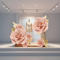 Fleurs géantes artificielles en mousse, roses couleur champagne, décorations de magasin, décors de fête de mariage et accessoires.