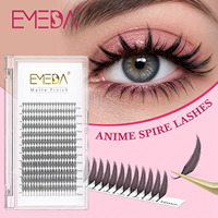Extensions de cils pré-fabriquées EMEDA Private Label, style Anime Spire, cils de type manga, doux, légers, noirs naturels, cils pré-fabriqués Manga.