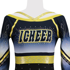 Uniformes de cheerleading personnalisés en gros avec strass, sublimés, pour compétition, costumes de cheerleaders pour équipes féminines, vêtements de cheerleading compétitifs - Product Image 2
