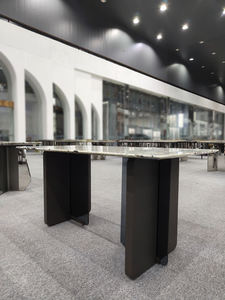 Table à manger de luxe moderne en pierre naturelle de Patagonie brésilienne, couleur beige polie, épaisseur de 18 mm, garantie à vie pour les hôtels - Product Image 3