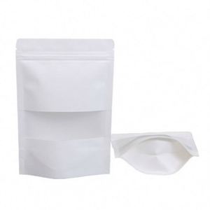 Sacs recyclables en gros 10x15cm, sacs kraft blancs avec fermeture éclair et fenêtre, pack promotionnel - Product Image 3