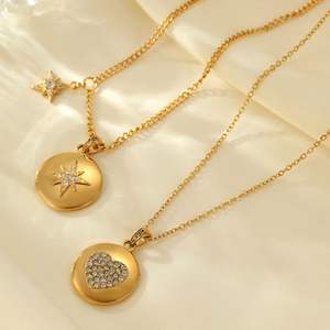 สร้อยคอจี้เหรียญสแตนเลสชุบทอง 18K ประดับเพชรซิคอน ดีไซน์เรขาคณิตทันสมัย สำหรับทุกเพศ เหมาะเป็นของขวัญสำหรับงานปาร์ตี้ - Product Image 4