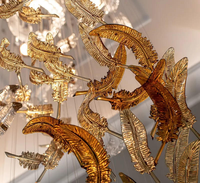 Lustre en verre artisanal de luxe, plumes décoratives, pour hall d'hôtel, villa, escalier, salle de banquet, hauteur réglable, art moderne