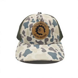 Casquette Trucker Camouflage avec Patch en Cuir Personnalisé, Faible MOQ, Vente en Gros, Logo Gravé Personnalisé, Qualité Supérieure, Dessus en Maille - Product Image 4