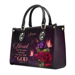 Bolso de mano de nuevo diseño Blessed Are the Pure in Heart for They Shall See God Print Bolsos al por mayor para mujer Logotipo personalizado de lujo - Product Image 5