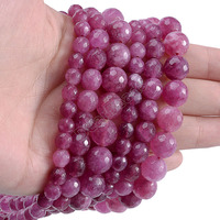 Perles de jade colorées à facettes rondes, perles de jade rose bleu violet en vrac pour la fabrication de bijoux DIY 6mm 8mm 10mm