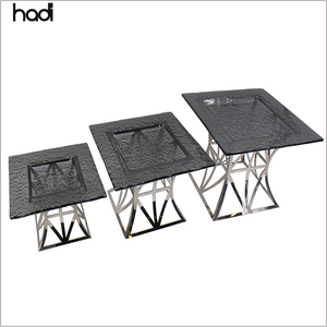 Modern Black Glass <strong>Tray</strong> Square Buffet <strong>Riser</strong> for Dinnerware Supplies Wholesale Gold Cardboard Cupcake Stand Wedding Hotel Use - Product Image 3