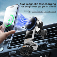 Soporte Magnético Inalámbrico para Coche 3 en 1 Multifuncional de Metal de 15W, Compatible con Ventilación de Aire, para Teléfono, Reloj y Auriculares, el Más Vendido de 2026