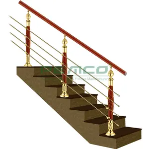 A209 Decorative Duplex Indoor Stair Stainless Steel Metal Tube Railing Kits Pipe Balustrade