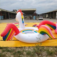 Flotteur d'eau en PVC, équipement aquatique pour lac, mer, plage, grand licorne arc-en-ciel pour 6 personnes, île flottante gonflable