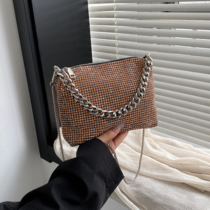 Borsa da Sera con Strass, Pochette Quadrata <span class=keywords><strong>Argento</strong></span> con Nappe di Diamanti, Borsetta da Donna per Banchetti, Matrimoni <span class=keywords><strong>e</strong></span> Cerimonie - Product Image 6