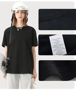 T-shirt pour homme de haute qualité 100% coton, design uni, col épais, broderie, impression de logo, style ample, unisexe, surdimensionné - Product Image 4