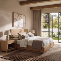 Ensemble lit plateforme et table de chevet ouverte FERLY Bauhaus, chambre à coucher moderne