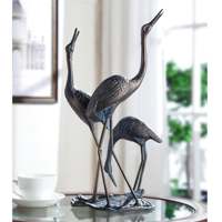 Sculpture d'oiseau en métal grandeur nature Offre Spéciale Statue de grue de jardin en bronze