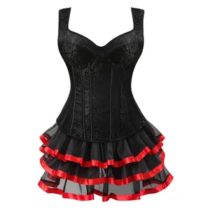 Gothique Sexy Corsets pour Femmes Plus Size Overbust Burlesque Costume Bretelles Corset et jupe Ensemble Tutu Corselet Fashion Gowns - Product Image 5
