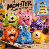 Porte-clés en peluche monstre personnalisé, vente chaude, directement de l'usine OEM, pour accessoires de clés de voiture, magasins automobiles et cadeaux de voyage