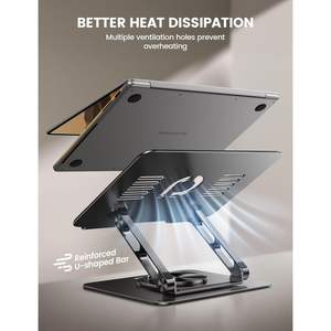 For Adjustable Aluminum Laptop Stand 360 Rotating Base Ergonomic Computer Riser Home Use <b>Foldable</b> Portable <b>Desk</b> Black - Product Image 5