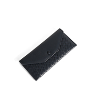 Dompet Amplop Kulit Domba Kompak dengan Kantong Resleting Belakang, Dompet Klasik dengan Kancing, Pemasok