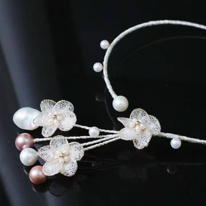 14K Gold Filled Floral Choker Necklace, Italian Lace Craft Handmade Necklace With Natural Edison Pearl - Product Image 2
