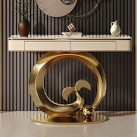 Table d'entrée en métal pour salon, table console moderne nordique en marbre avec tiroir de rangement, meubles de maison à vendre