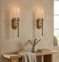 Applique murale double tête en cuivre et fer antique, finition bronze vieilli, style semi-artisanal, chandelier suspendu de luxe