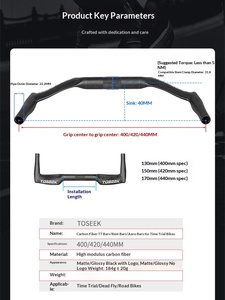 Guidon de vélo à pignon fixe en fibre de carbone intégrale Bullhorn Aero, guidon de repos et de relaxation, guidon de cyclisme de contre-la-montre (TT) - Product Image 2