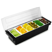 Bar Condiment Caddy 3/4/5/6 compartiments Récipient de service Plateau à condiments avec porte-hondiment