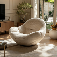 Canapé ballon design, siège rotatif, fauteuil tendance en velours teddy, surdimensionné, inclinable, élégant, décoration d'intérieur