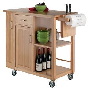 Carrito de cocina utilitario de diseño moderno DB Douglas en color natural - Product Image 3