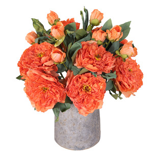 LANJO Pivoine Artificielle à 2 Têtes Effet Brûlé, Fleur Style Peinture à l'Huile Vintage Nordique pour Décoration Florale Maison & Mariage - Product Image 6