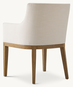 Fauteuil de salle à manger en bois de chêne à dossier incurvé, avec accoudoirs, design mi-siècle, pour espace de repas résidentiel contemporain - Product Image 4