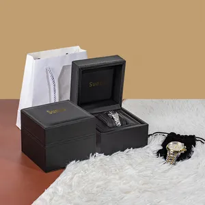 高品质黑色手表收纳盒包装盒pu皮革收纳盒男士礼品豪华手表盒