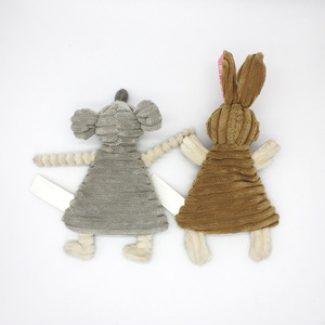 Corduroy Factory Wholesale Durable Cute Eco Friendly Luxury <b>Squeaky</b> Cute Rabbit Hippopotamus Plush Dog Chew Toy - Product Image 4