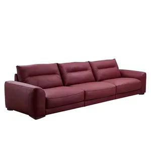 Modern Luxury Red Living Room Couch Leather Sectional Sofa Set Furniture