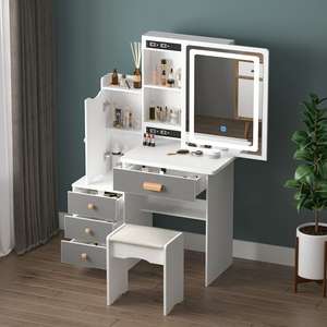 Meilleure vente Table de toilette moderne en <span class=keywords><strong>bois</strong></span> éclairée avec tiroirs et coiffeuse à miroir pour meubles de <span class=keywords><strong>chambre</strong></span> à coucher - Product Image 5