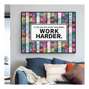 Art mural inspirant abstrait argent travail plus dur les affiches murales et impression décorative Cuadros peinture murale suspendue - Product Image 1