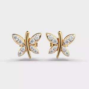Boucles d'oreilles en diamant de haute qualité, style papillon, pour mariage et soirée, disponibles en gros pour la vente à l'exportation - Product Image 1