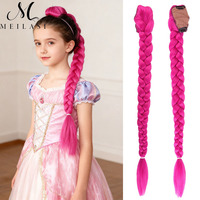 Meilasi Anime Cosplay Coda di Cavallo Lunga Intrecciata Viola Tinta, in Fibra Sintetica Resistente al Calore ad Alta Temperatura, Dreadlock Sintetici Lavorati a Macchina