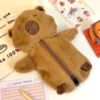 Étui à crayons en peluche Capybara mignon de dessin animé, petite poupée Capybara, rangement de bureau pour étudiants, étui à crayons en peluche Capybara rembourré