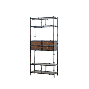 Retro Modern Chinese Antique Display Shelf Oval Solid Wood Tea Room Living Room Storage Cabinet - Product Image 5
